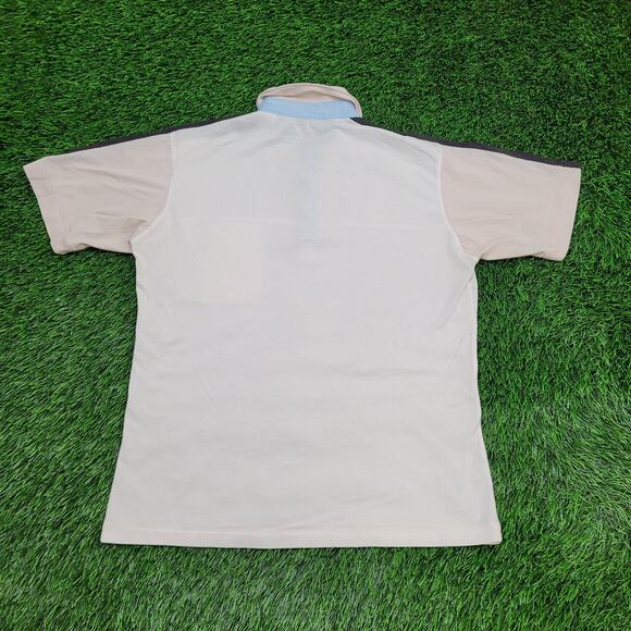 Vintage 90s MOD Disco Polo Shirt S/M 19x25 Ivory Hippie USA - Picture 2 of 12